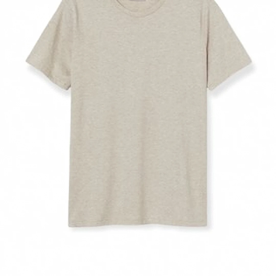 Heather Beige Crew Neck Tee, Plain Neutral Oatmeal Blank T-Shirt for Men and Women