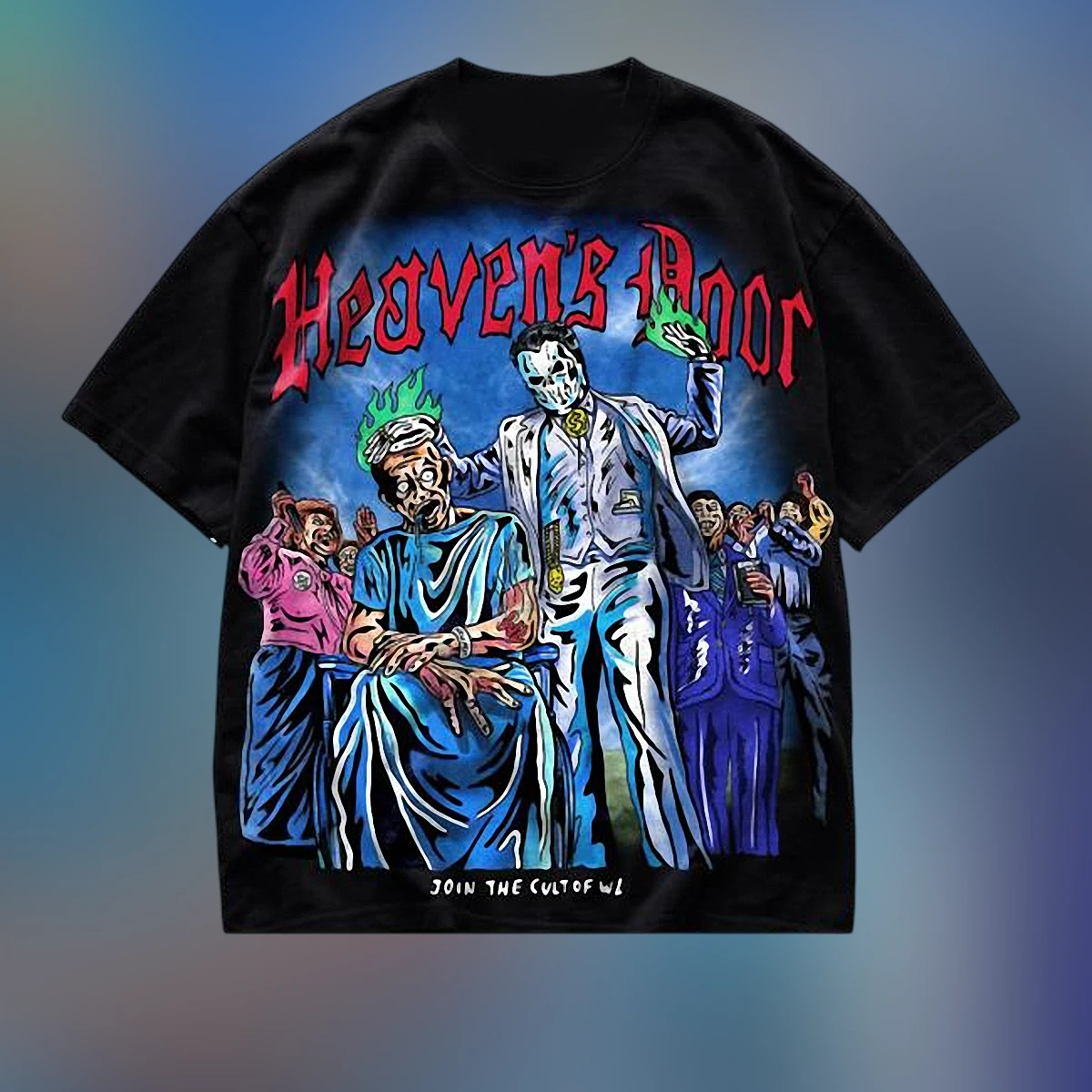 Heaven's Door Join the Cult of WL Graphic Tee, Dark Art Occult Gothic Streetwear T-Shirt