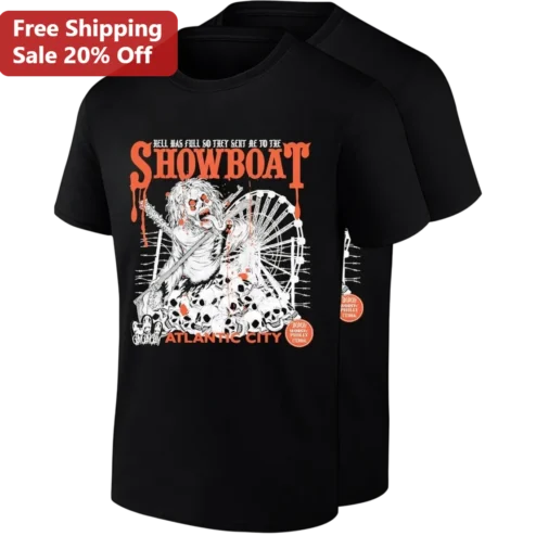 Hell Was Full So They Sent Me To The Showboat Atlantic City Tee, Gothic Skull Graphic Shirt Gift for Horror Fans and Music Lovers