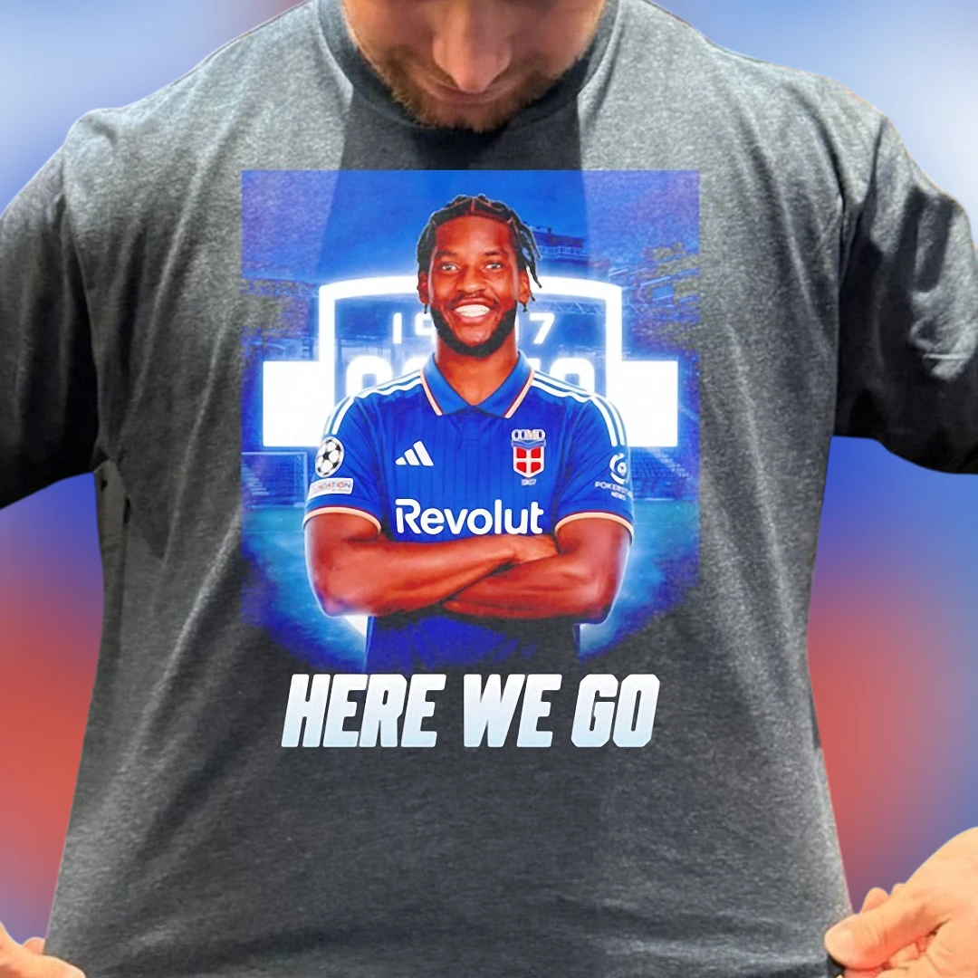 HERE WE GO Raphaël Varane Como 1907 Tee, Soccer Fan Graphic T-Shirt