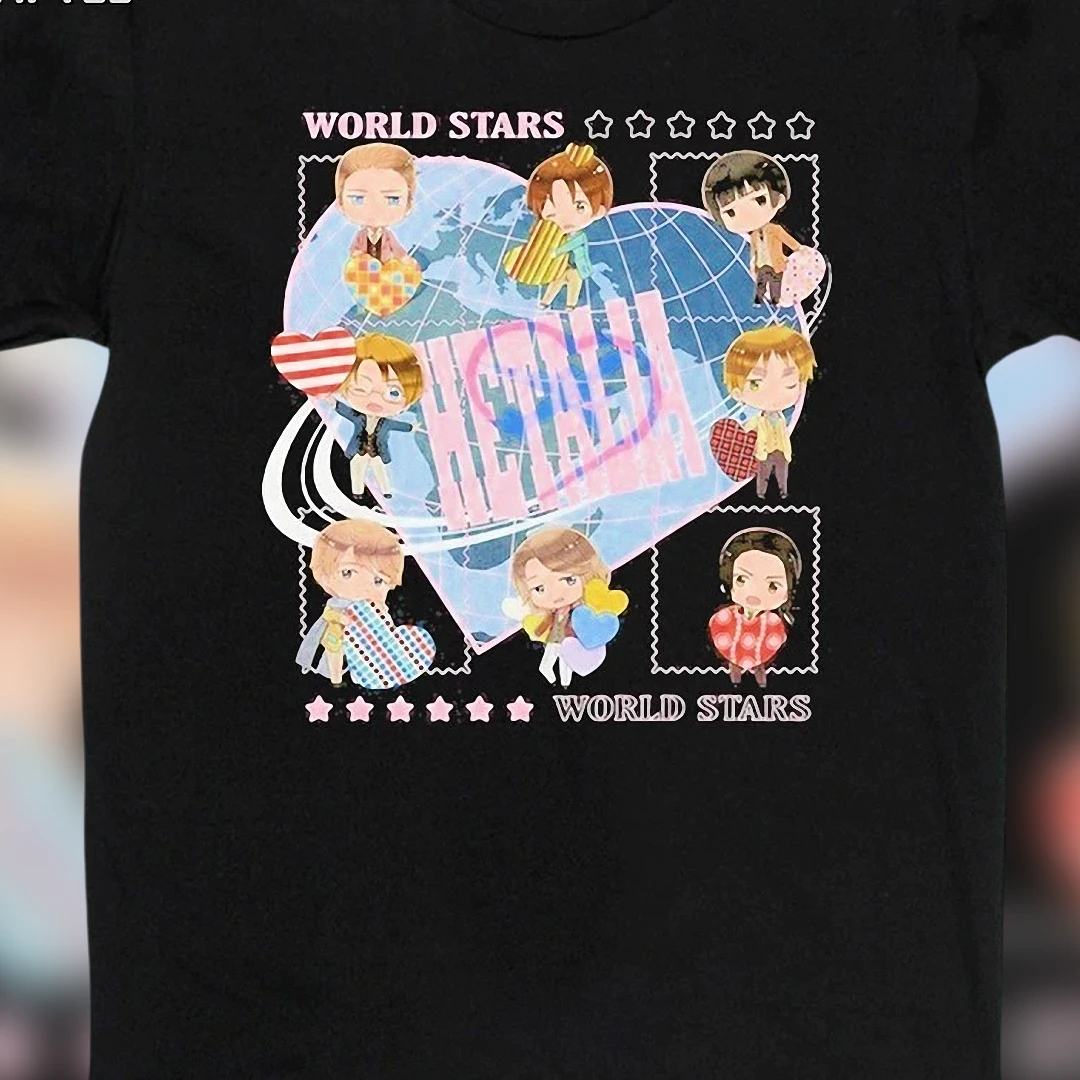 Hetalia World Stars Anime Graphic Tee, Vintage Fandom Manga Characters Shirt