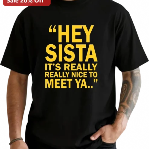 Hey Sista It's Really Really Nice to Meet Ya Tee, Funny Music Lyric Quote Graphic Tee Gift for Women