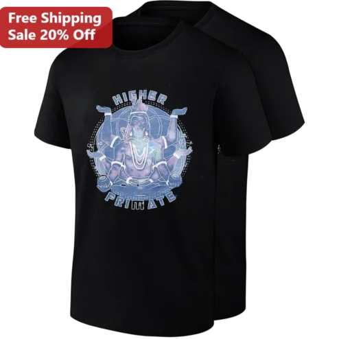 Higher Primate Graphic Tee Psychedelic Cosmic Monkey Shirt Mystical Ape Meditating Streetwear T-Shirt