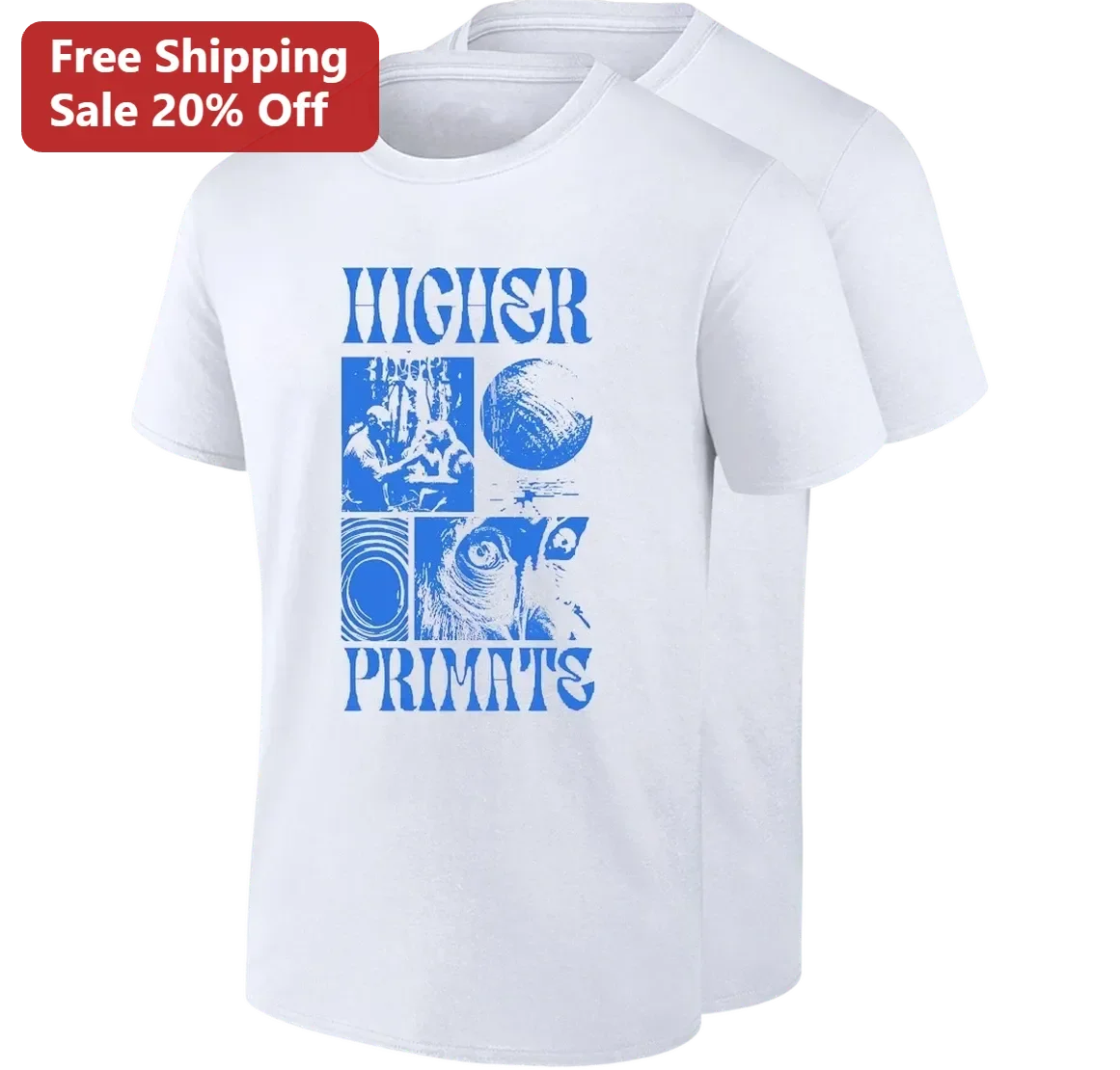 Higher Primate Tee Abstract Ape Graphic Streetwear Shirt for Men