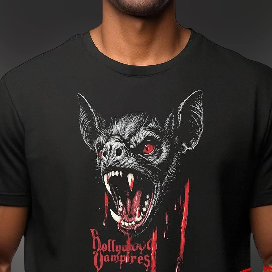 Hollywood Vampires Graphic Tee Vintage Gothic Rock Band Concert Shirt for Music Fans