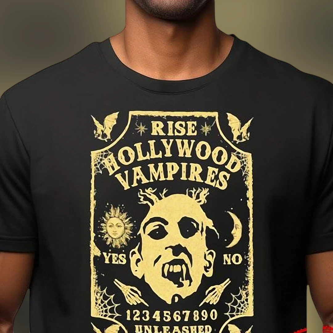 Hollywood Vampires Rise Ouija Board Graphic Tee Vintage Gothic Rock Concert Fan Shirt