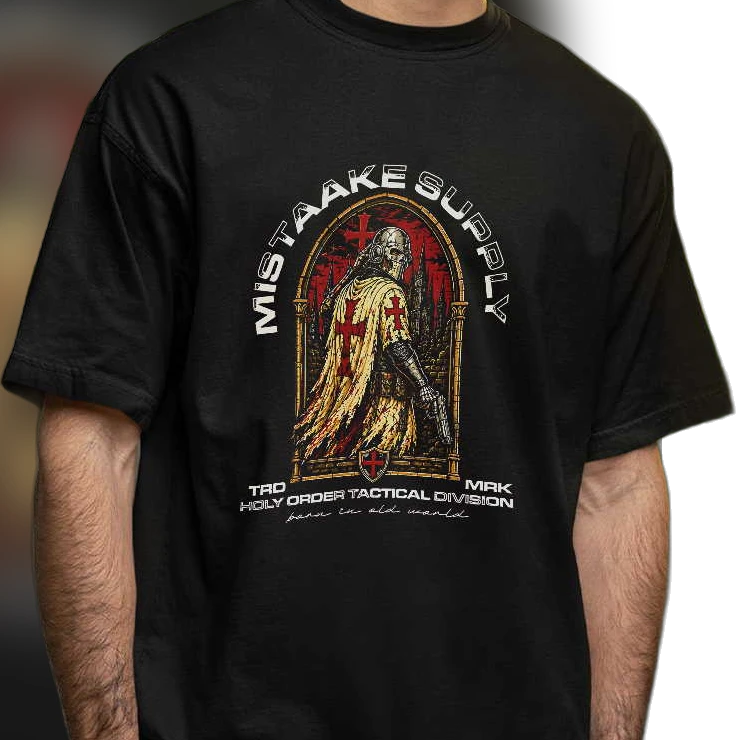 Holy Order Tactical Division Templar Knight Tee, Tactical Crusader Gothic Streetwear Graphic Shirt