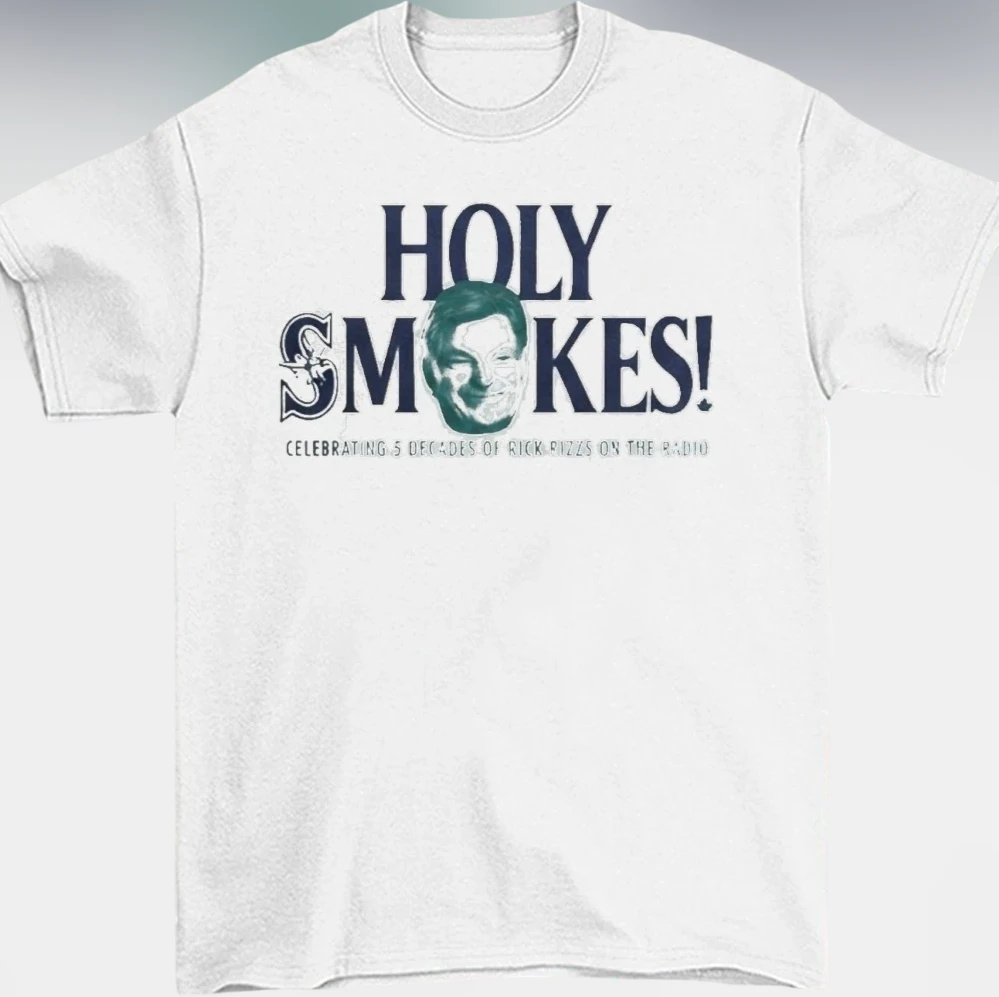 Holy Smokes Rick Rizzs 5 Decades on the Radio Tee, Seattle Baseball Broadcaster Tribute Graphic Shirt