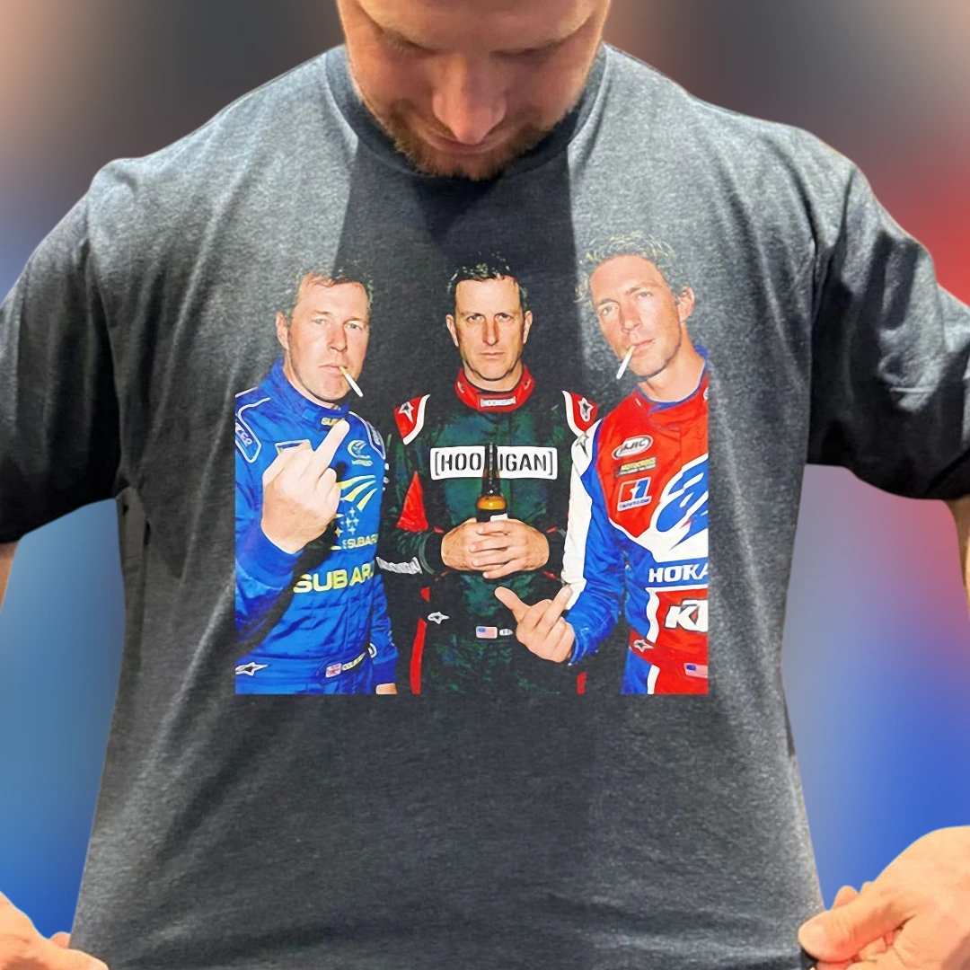 HOOLIGAN Tee Colin McRae Ken Block Travis Pastrana Rally Racing Legends Graphic T-Shirt