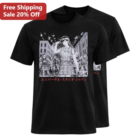 Horror Manga Zombie Tee, Japanese Schoolgirl Apocalypse Graphic Shirt, USJ Fan Souvenir Gift