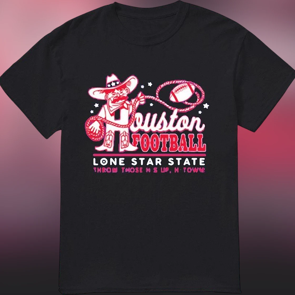 Houston Football Lone Star State Tee, Retro Mascot Throw Those H's Up H-Town Graphic T-Shirt