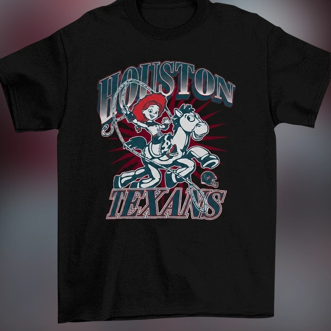 Houston Texans Jessie the Cowgirl Vintage Graphic Tee, Western Football Game Day T-Shirt for Fans