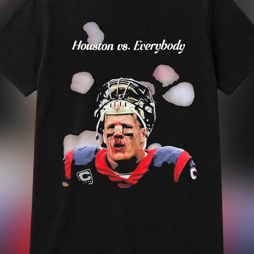 Houston vs Everybody JJ Watt Football Tee, Vintage Gritty Sports Fan Graphic T-Shirt
