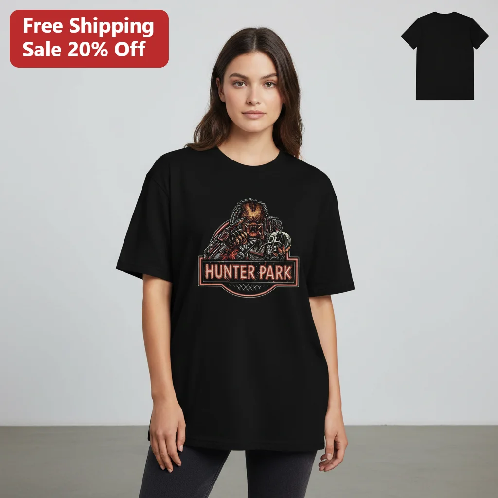 Hunter Park Tee Predator Jurassic Park Parody Graphic Gift for Sci-Fi Horror Movie Fans
