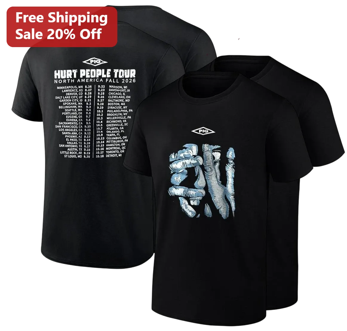 Hurt People Tour North America Fall 2026 Tee, Concert Tour Graphic Tee Gift for Music Fans and Band Merch Collectors