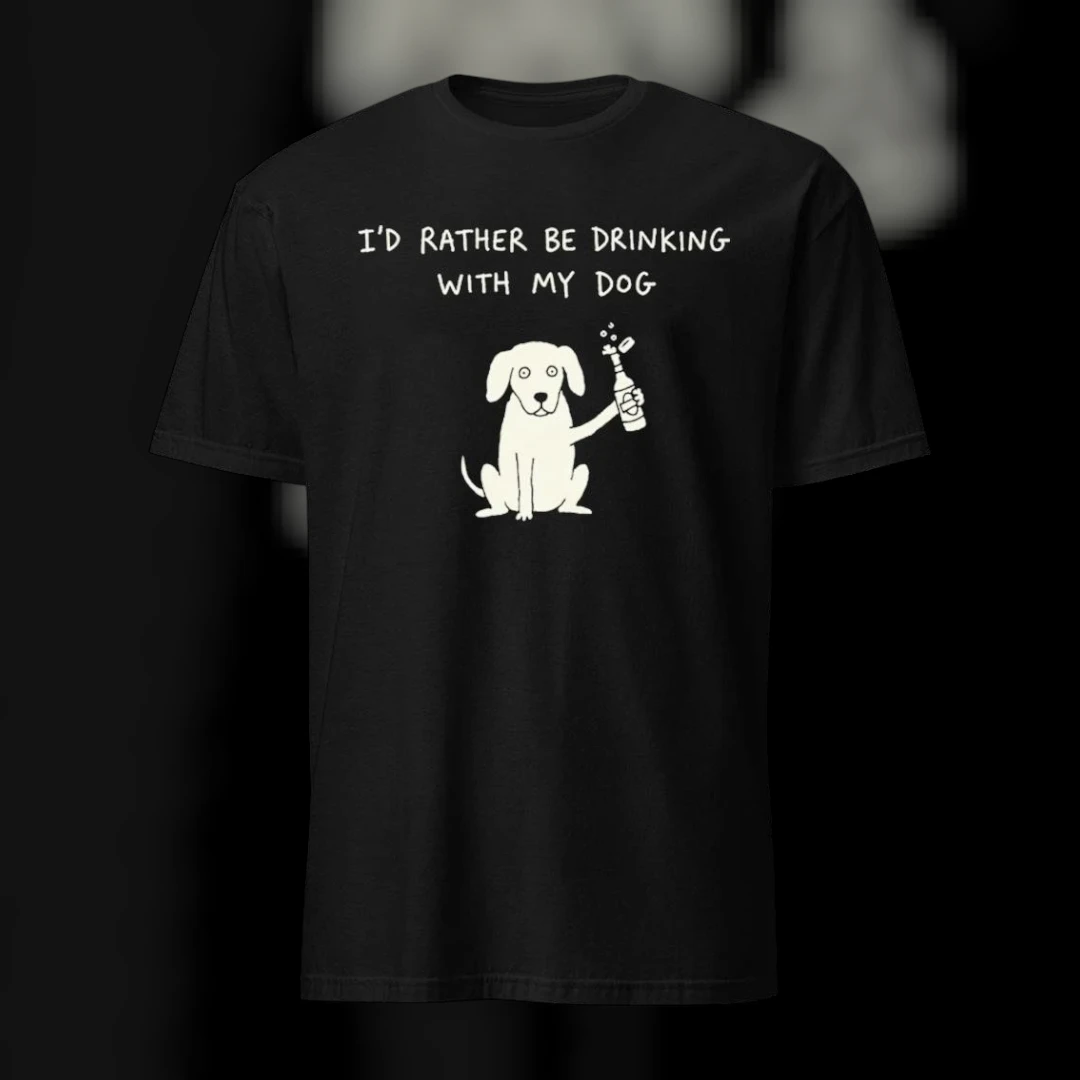 I'd Rather Be Drinking With My Dog Graphic Tee Funny Beer Lover Gift for Dog Dad