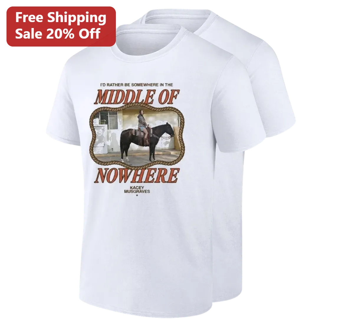 I'd Rather Be Somewhere in the Middle of Nowhere Kacey Musgraves Western Graphic Tee for Country Music Fans
