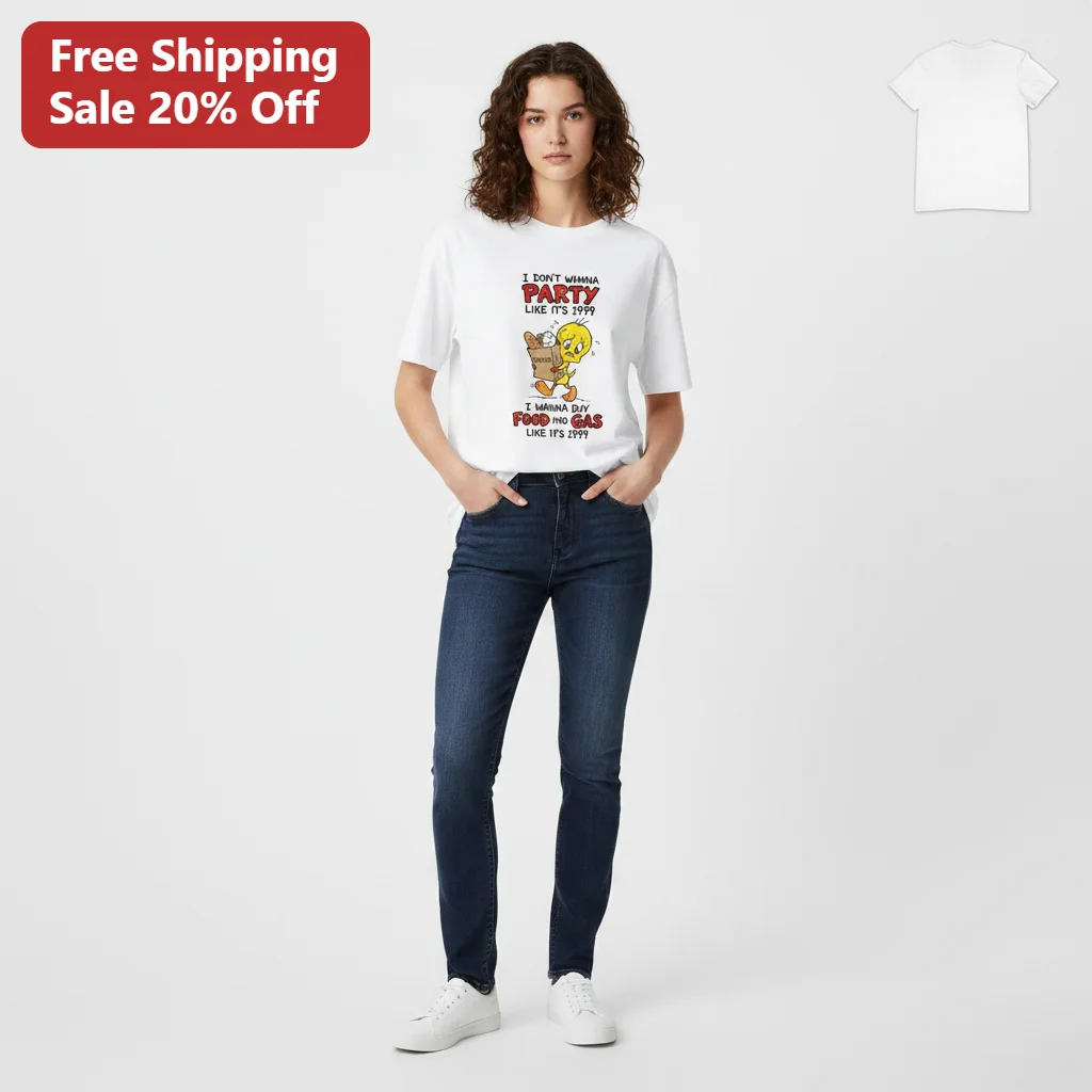 I Don't Wanna Party Like It's 1999 Tweety Bird Funny Food And Gas Inflation Tee Gift for Looney Tunes Fans