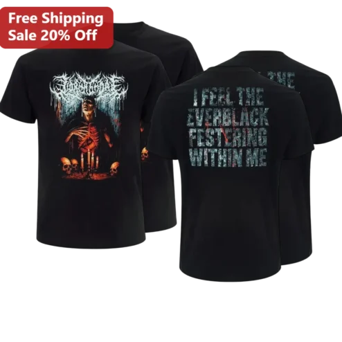 I Feel the Everblack Festering Within Me Tee, Lorna Shore Deathcore Metal Band Shirt, Gothic Skull Art Gift for Metalheads