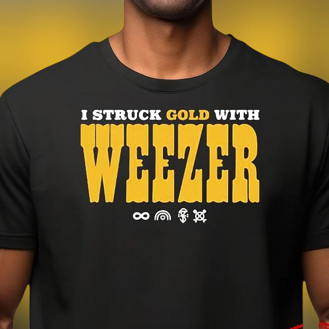 I Struck Gold With Weezer Tee, Retro Rock Band Fan Graphic T-Shirt Gift