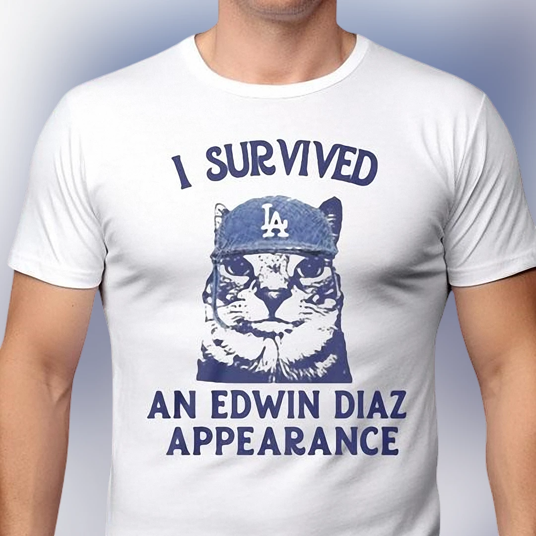I Survived an Edwin Diaz Appearance Tee, Funny Baseball Fan Meme Graphic T-Shirt