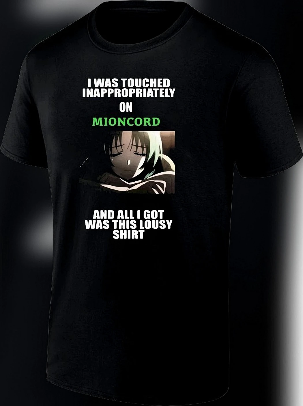 I Was Touched Inappropriately On Mioncord Tee Funny Anime Discord Meme Graphic Shirt