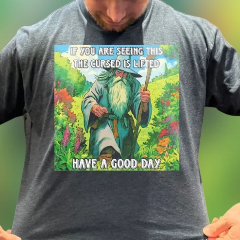 If You Are Seeing This The Cursed Is Lifted Have A Good Day Tee, Wizard Fantasy Meme Graphic T-Shirt