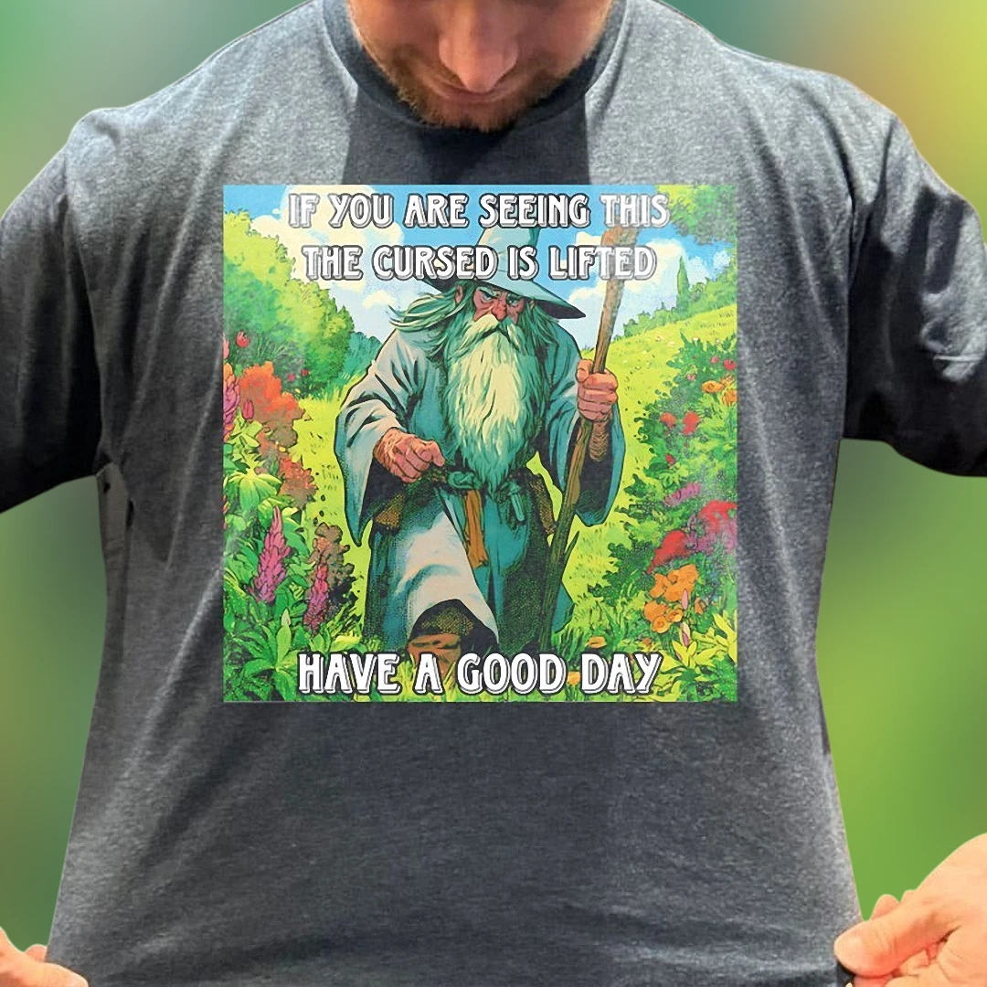 If You Are Seeing This The Cursed Is Lifted Have A Good Day Tee, Wizard Fantasy Meme Graphic T-Shirt