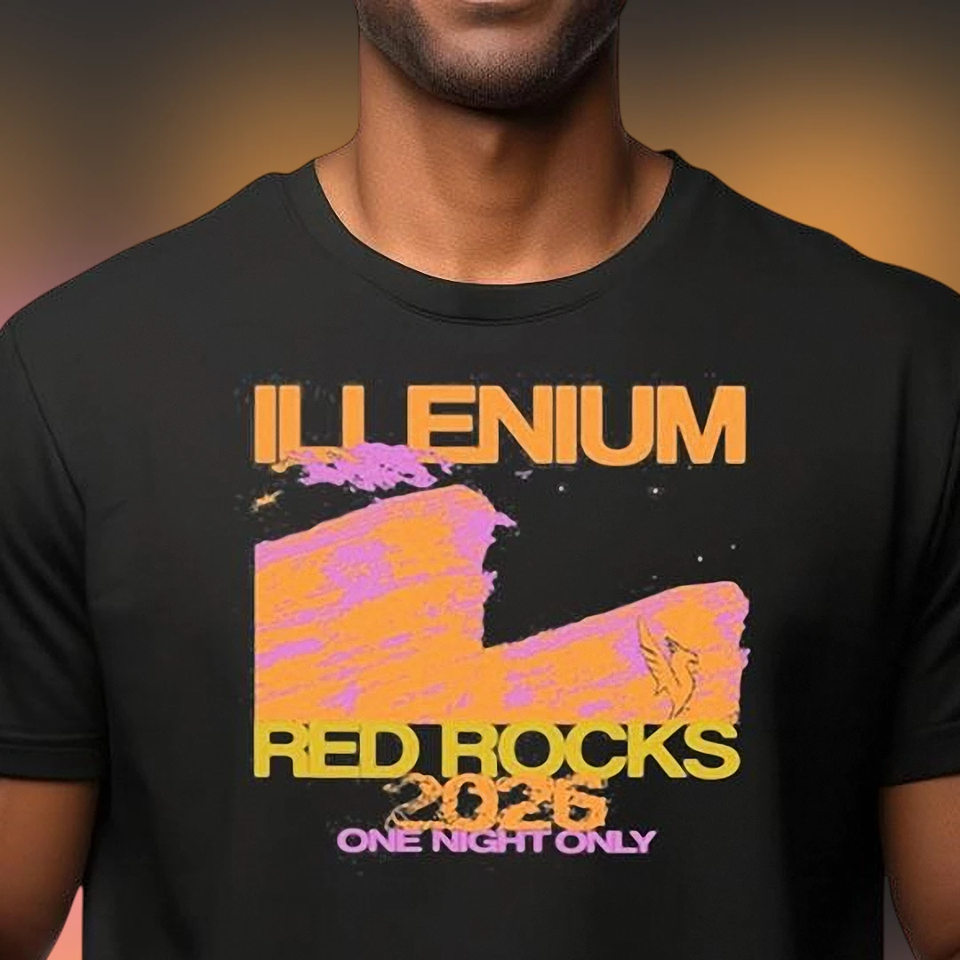 Illenium Red Rocks 2026 One Night Only Tee, EDM Concert Tour Souvenir Graphic Shirt for Music Festival Fans
