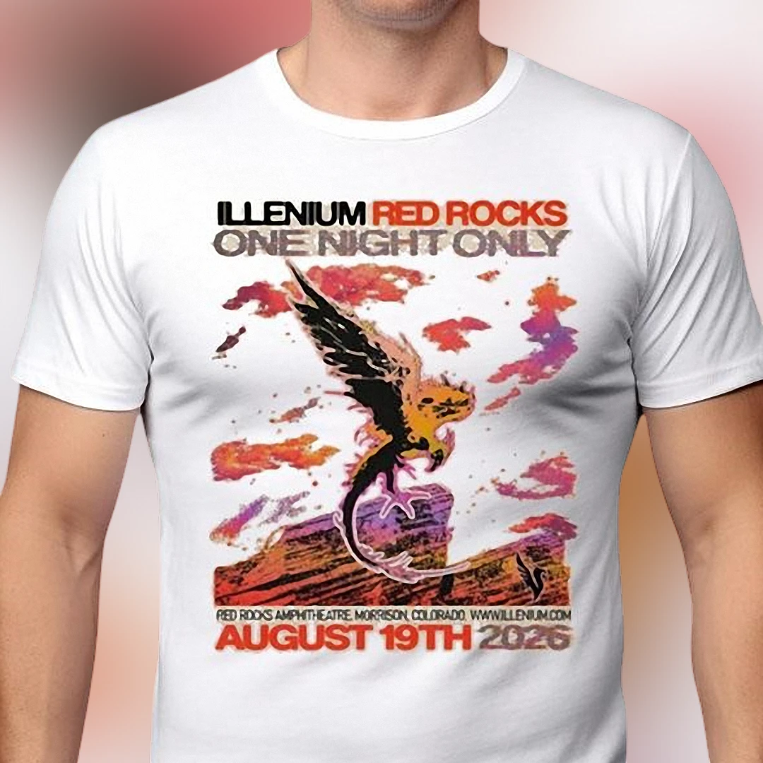 Illenium Red Rocks One Night Only Aug 19 2026 Concert Tee, Morrison Colorado EDM Music Fan Commemorative Souvenir T-Shirt