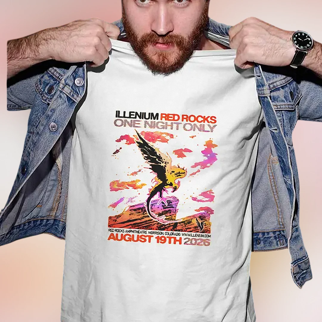 Illenium Red Rocks One Night Only Concert Tee, August 19 2026 Morrison Colorado EDM Music Fan Graphic T-Shirt