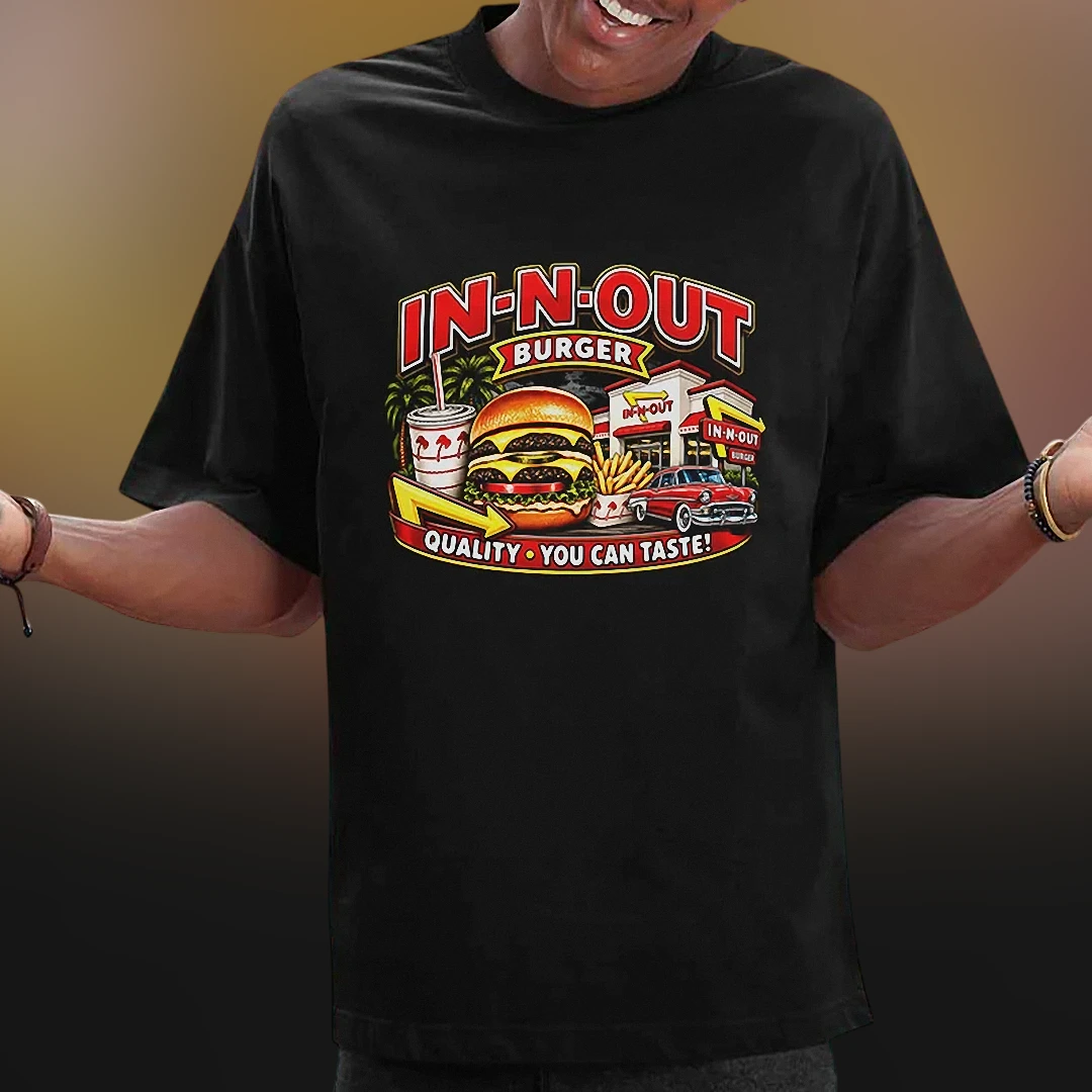In-N-Out Burger Quality You Can Taste Tee, Vintage California Fast Food Graphic Shirt for Burger Lovers