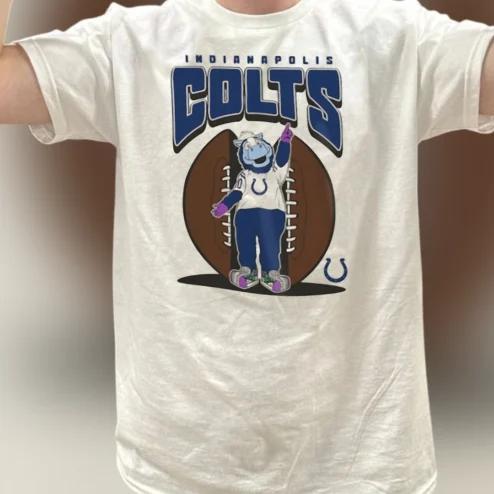 Indianapolis Colts Mascot Blue Football Graphic Tee, Vintage Style Game Day T-Shirt for NFL Fans