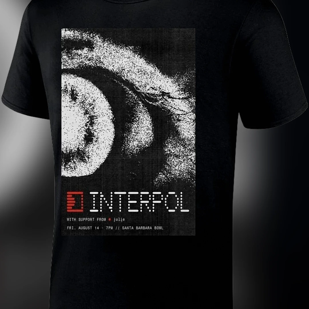 Interpol Santa Barbara Bowl August 14 Concert Tee With Julie Indie Rock Tour Poster Graphic Shirt
