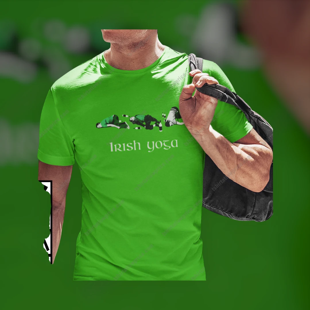 Irish Yoga Tee Funny Drinking Humor St Patrick's Day Graphic Shirt for Men