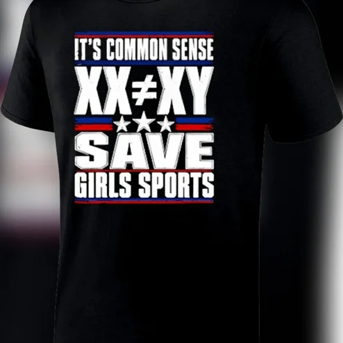 It's Common Sense XX≠XY Save Girls Sports Tee, Women's Athletics Advocate Patriotic Graphic T-Shirt