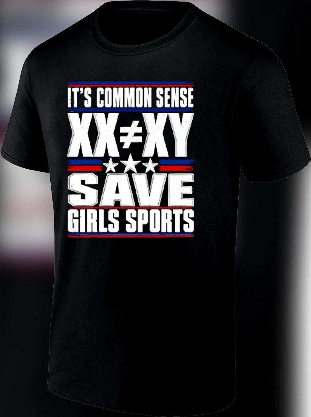 It's Common Sense XX≠XY Save Girls Sports Tee, Women's Athletics Advocate Patriotic Graphic T-Shirt