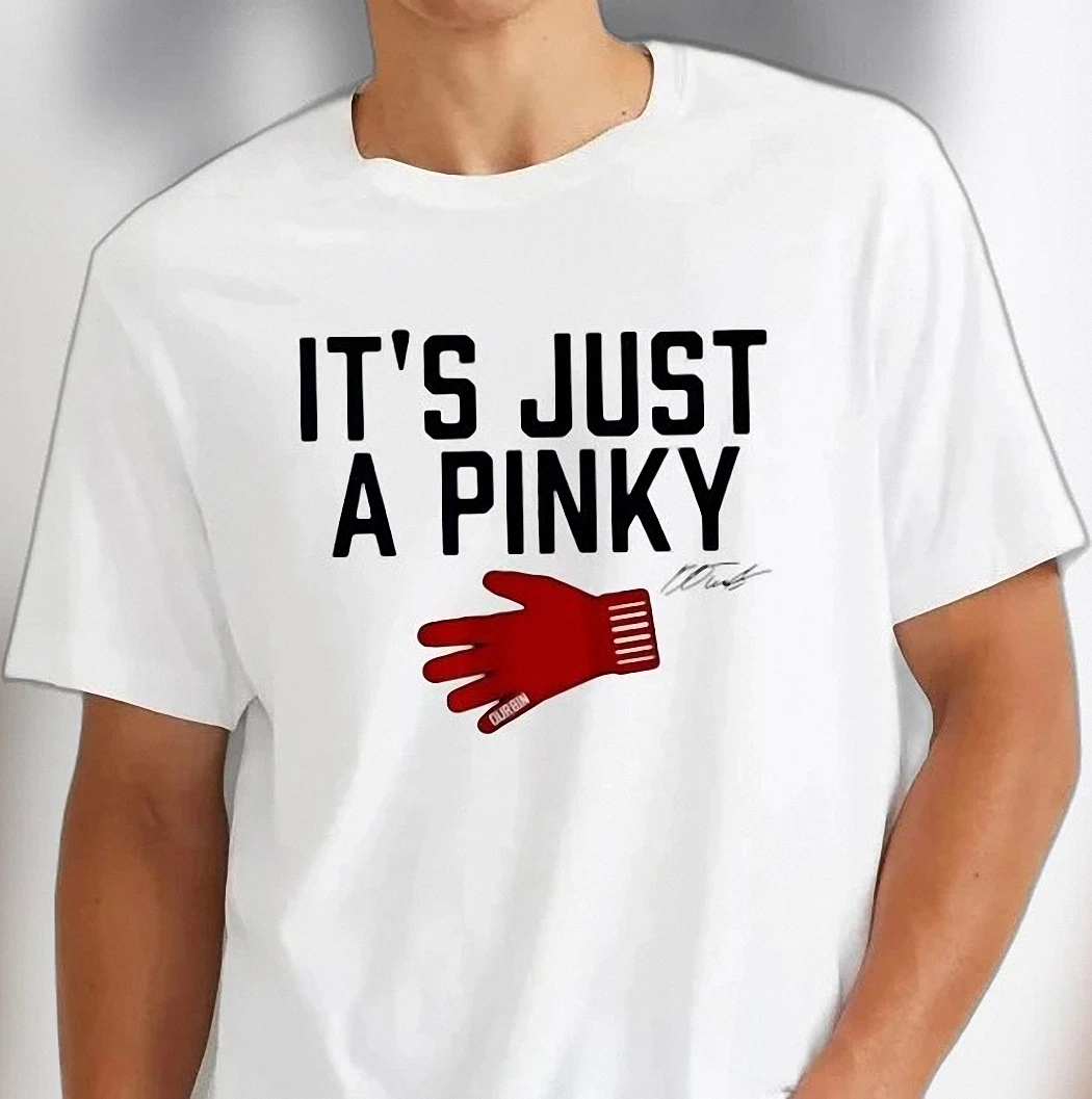 It's Just A Pinky Baseball Graphic Tee Funny Red Glove Sports Fan Shirt