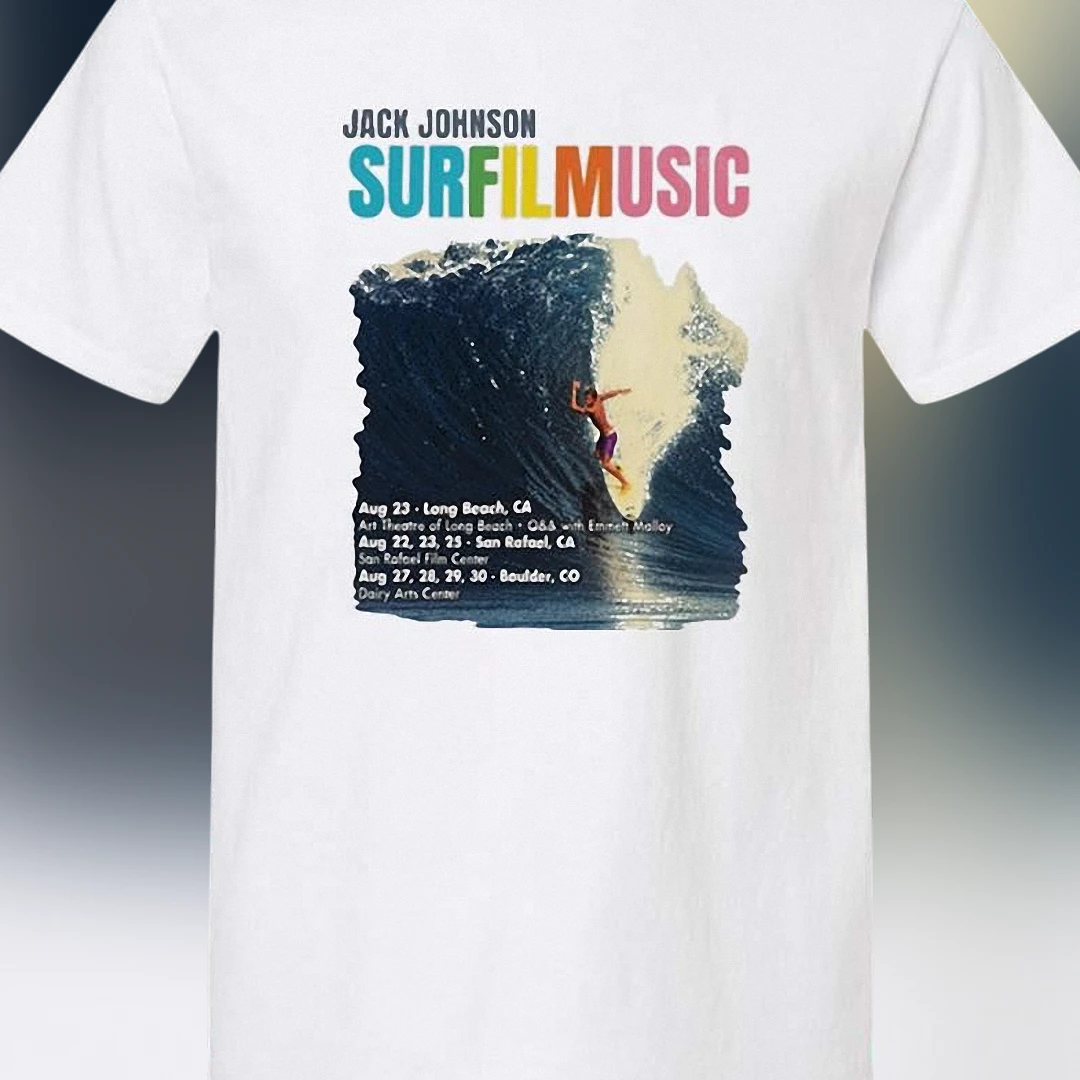 Jack Johnson SURFILMUSIC Tour Merch Tee, Vintage Surf Concert Graphic Shirt for Fans