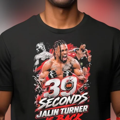 Jalin Turner Is Back 39 Seconds Knockout Graphic Tee, Vintage MMA Fighter Fight Night T-Shirt, Combat Sports Fan Apparel Gift