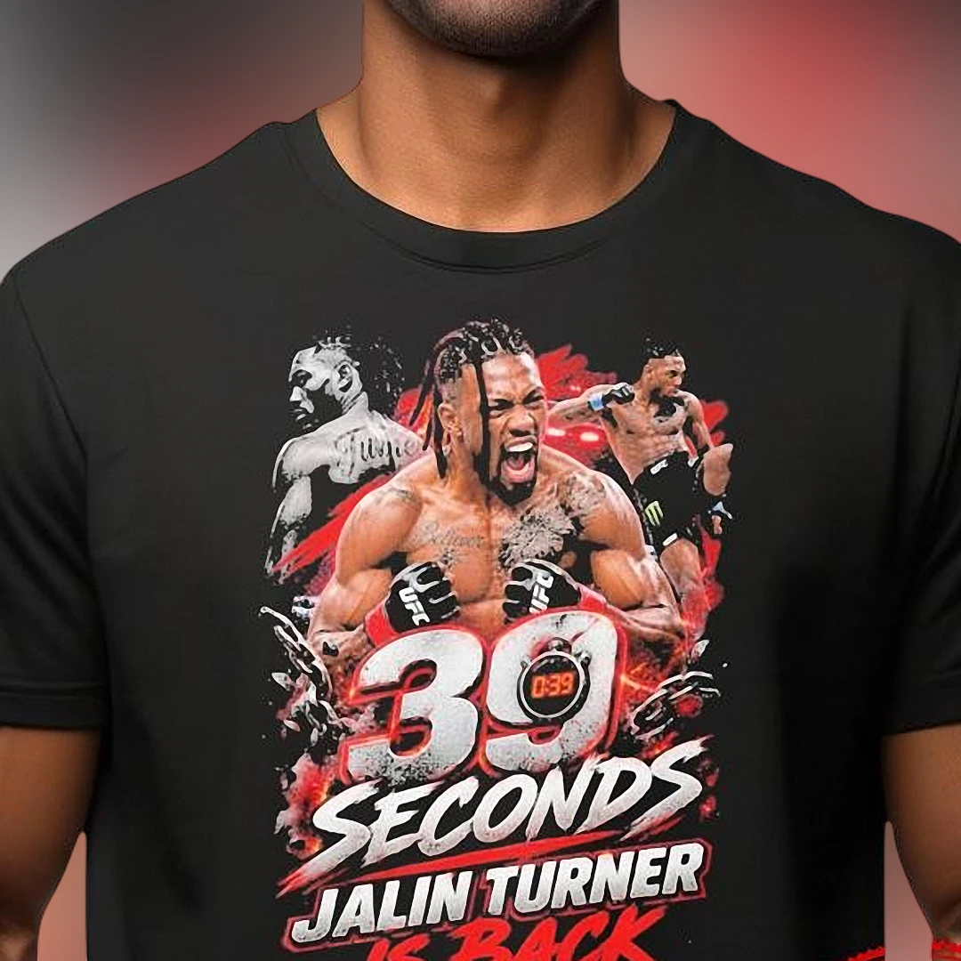 Jalin Turner Is Back 39 Seconds Knockout Graphic Tee, Vintage MMA Fighter Fight Night T-Shirt, Combat Sports Fan Apparel Gift