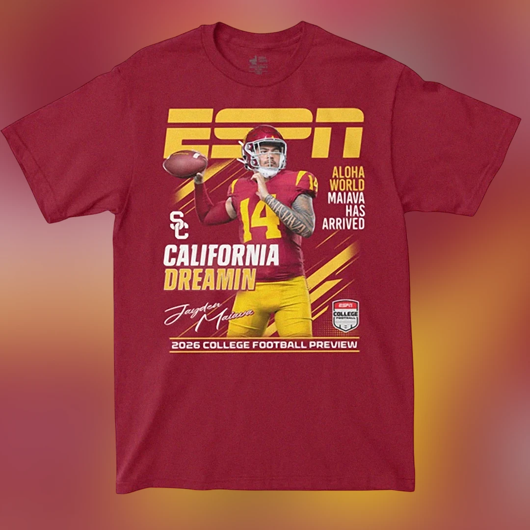 Jayden Maiava Aloha World California Dreamin College Football Tee, USC Trojans Quarterback Fan Shirt