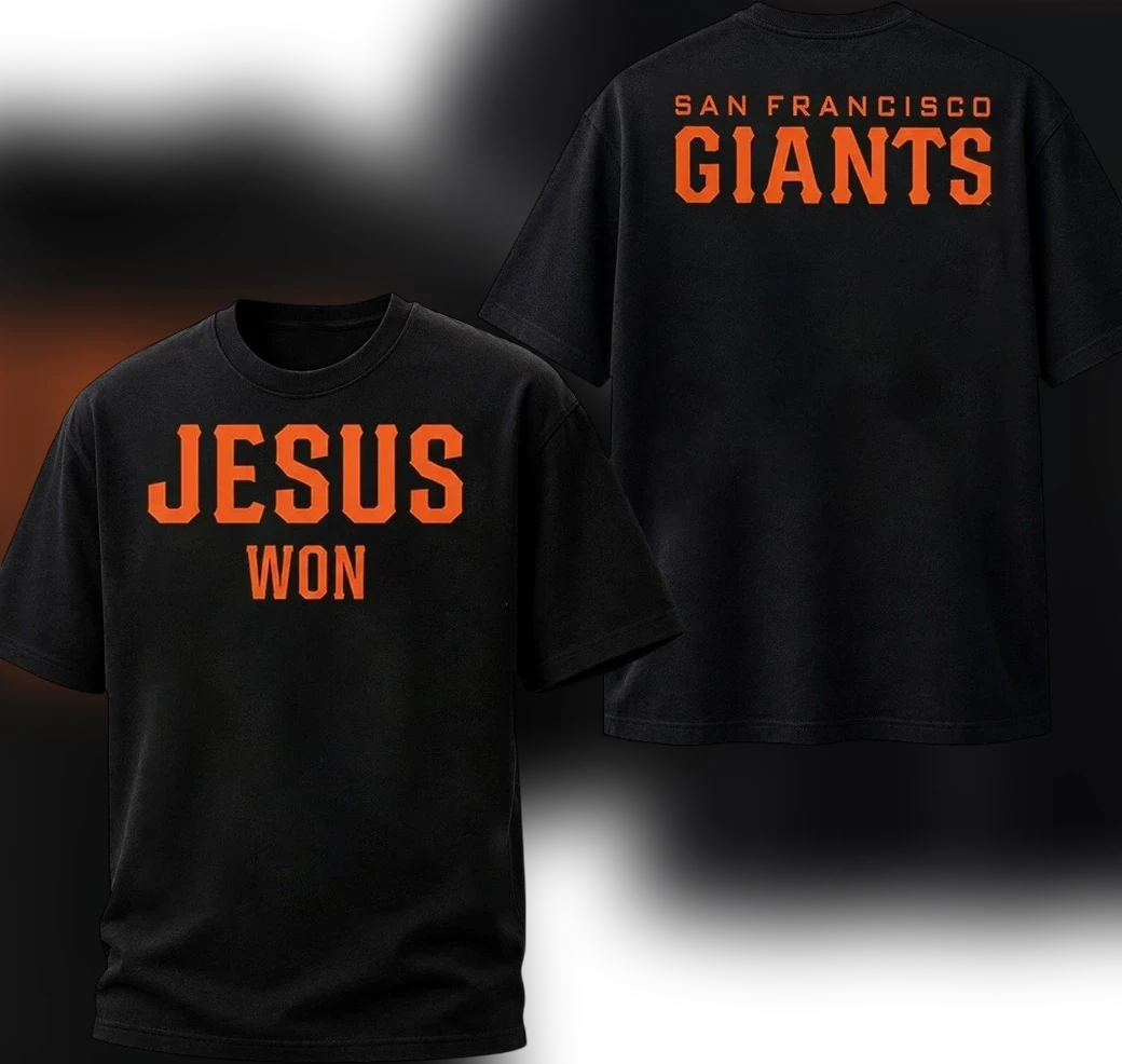 Jesus Won San Francisco Giants Tee, 2-Sided Christian Baseball Faith Shirt, Game Day Unisex Graphic Tee