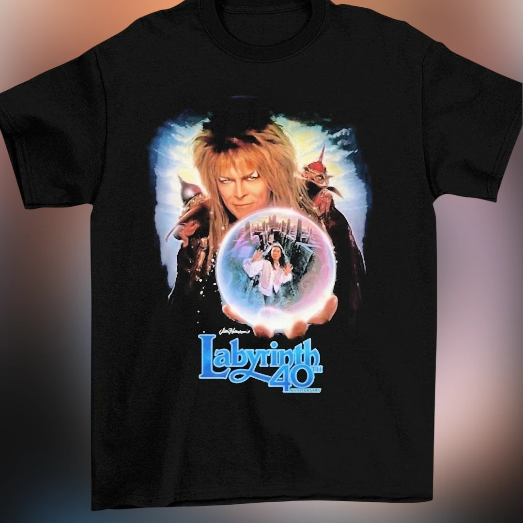 Jim Henson's Labyrinth 40th Anniversary Tee, David Bowie Jareth Crystal Ball Graphic T-Shirt