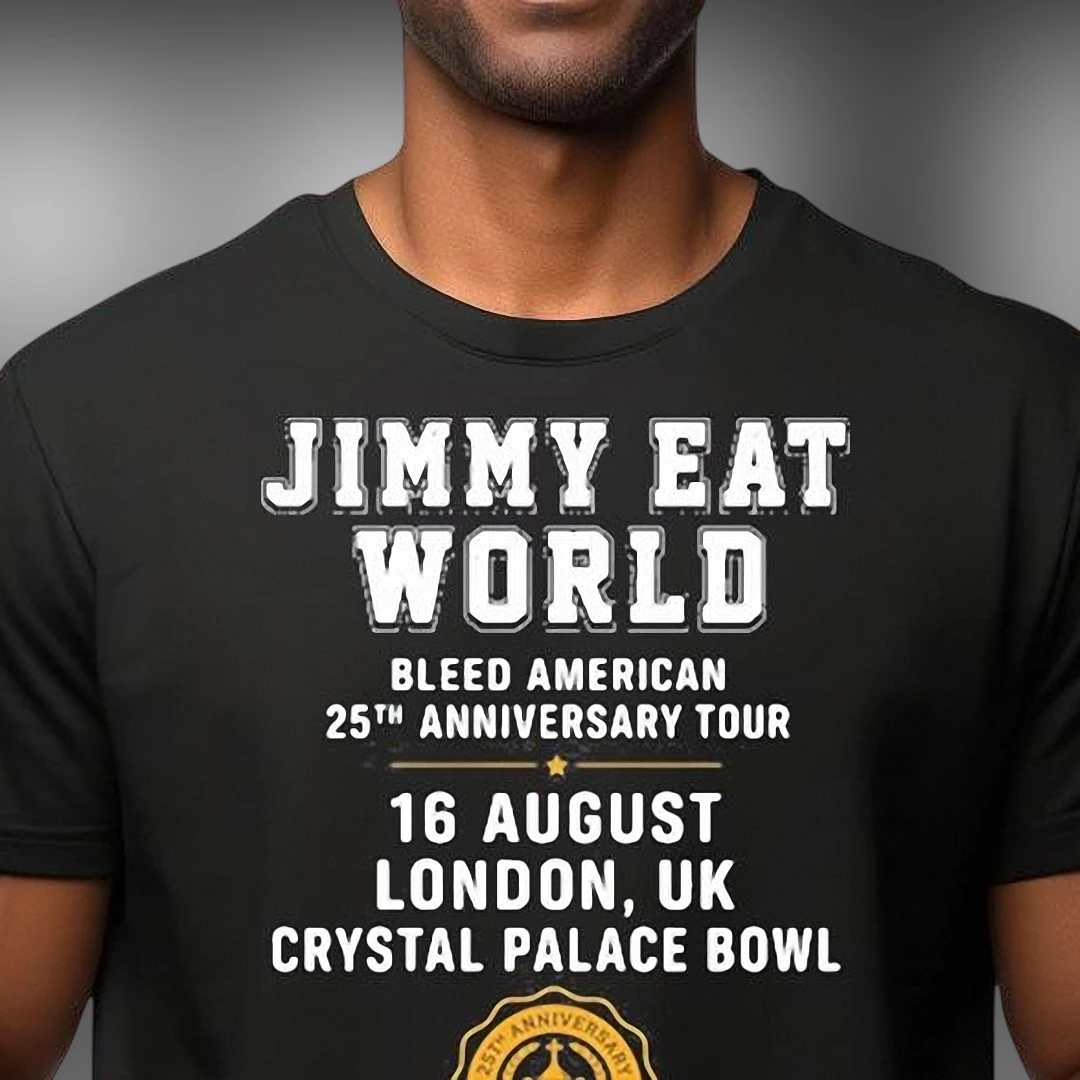 Jimmy Eat World Bleed American 25th Anniversary Tour Tee, London Concert Commemorative Black Shirt