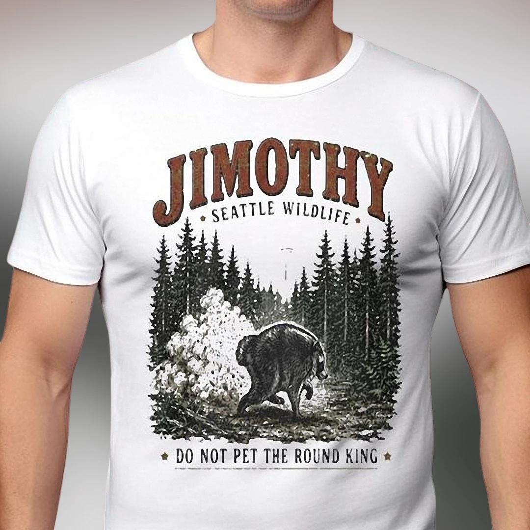 Jimothy Seattle Wildlife Do Not Pet the Round King Tee, Funny Bear Meme Graphic T-Shirt
