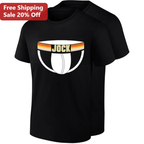 JOCK Tee Retro Stripe Jockstrap Graphic Gay Pride Bear Pride Colors Queer Athletic Wear for Men