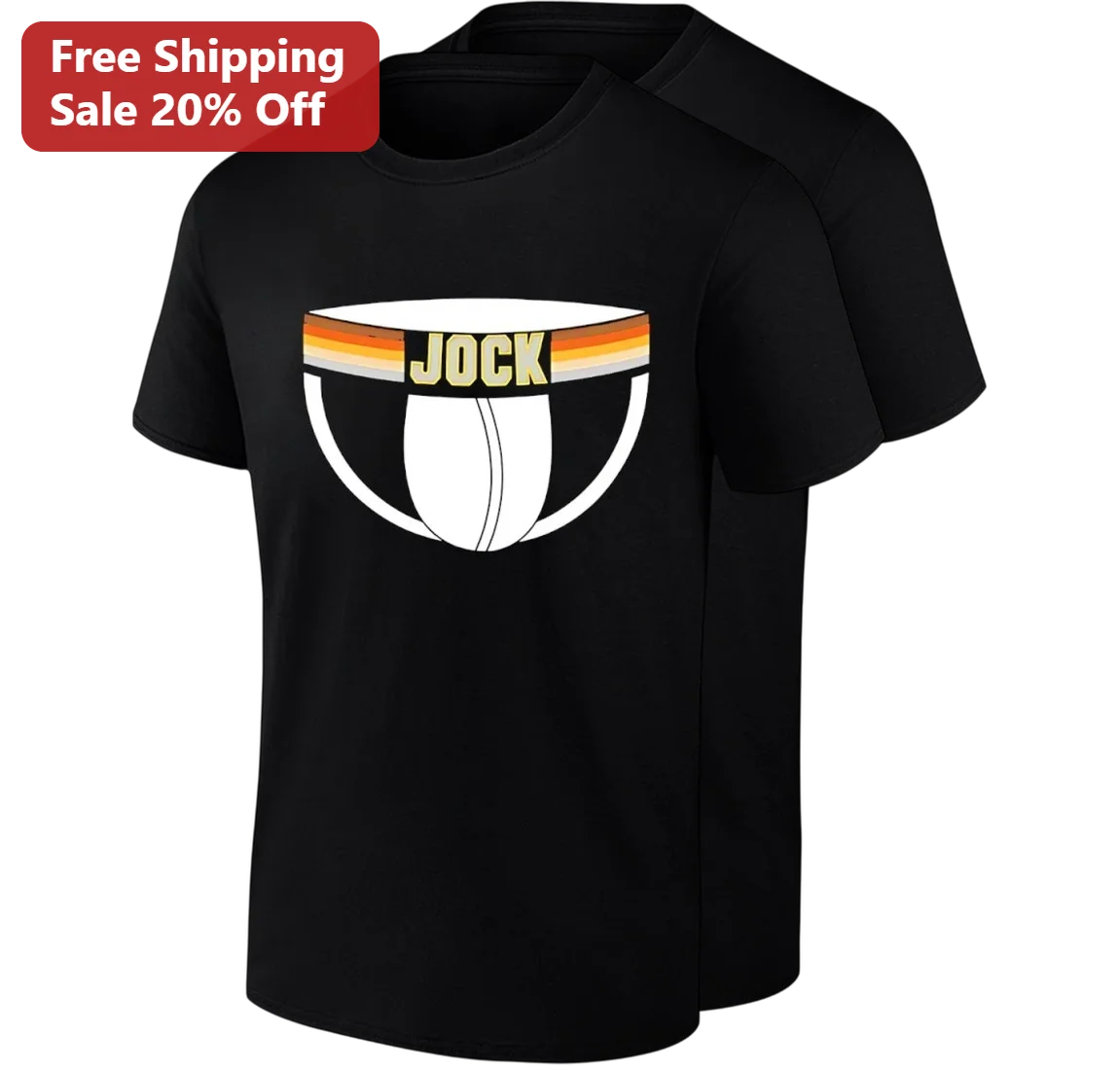 JOCK Tee Retro Stripe Jockstrap Graphic Gay Pride Bear Pride Colors Queer Athletic Wear for Men