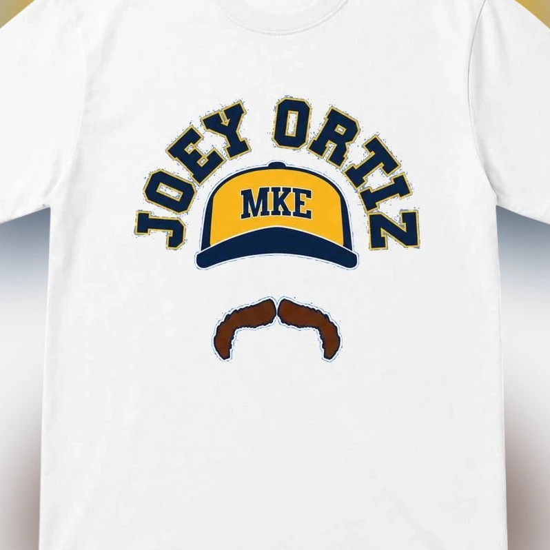 Joey Ortiz MKE Tee, Vintage Mustache Baseball Cap Graphic T-Shirt, Milwaukee Fan Sports Apparel Gift