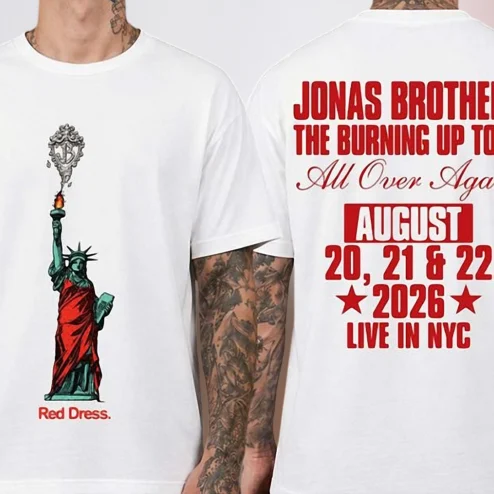 Jonas Brothers The Burning Up Tour All Over Again Tee, Live in NYC 2026 Concert Graphic T-Shirt